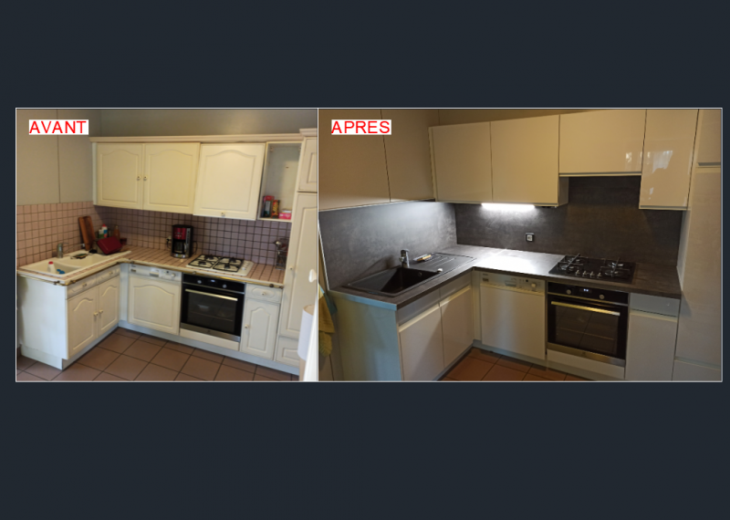 Rénovation cuisine avec plan de travail et crédence à Gradignan